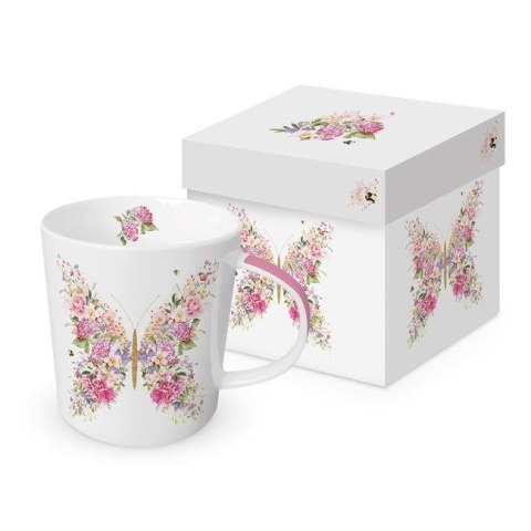 Kwiecisty Motyl Kubek Porcelanowy w Ozdobnym Pudełku 350 ml