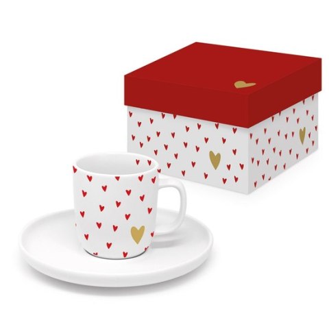 Czerwone Serduszka Filiżanka Porcelanowa w Ozdobnym Pudełku 90 ml