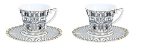 Palazzo Filiżanki Porcelanowe z Talerzykami Espresso w Pudełku 80 ml, 2 szt.