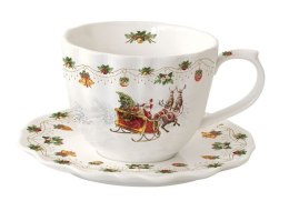 Święty Mikołaj na Saniach Filiżanka Porcelanowa ze Spodkiem w Pudełku 320 ml