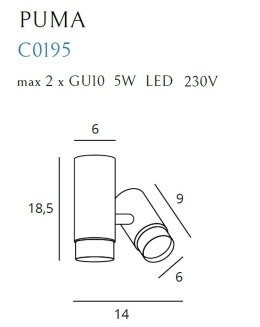 LAMPA SUFITOWA PUMA 1 GU10