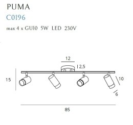 LAMPA SUFITOWA PUMA 4 GU10