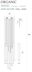 LAMPA WISZĄCA ORGANIC 10x1 MIEDŹ MAŁA ŚCIEMNIALNA