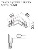 TRACK ŁĄCZNIK "L" prawy biały
