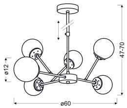BEST LAMPA WISZĄCA 6X40W E14 CHROM+MIEDŹ