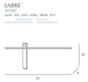 KINKIET SABRE 61 cm CZARNY IP23, ściemnialny z włącznikiem dotykowym