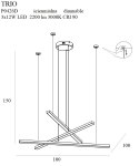 LAMPA WISZĄCA TRIO 3 ZŁOTA ŚCIEMNIALNA