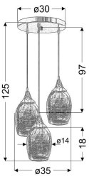 MARINA LAMPA WISZĄCA TALERZ 3X60W E27 CHROM