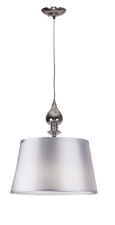 PRIMA LAMPA WISZĄCA CHROMOWY 1X60 E27 ABAŻUR SREBRNY