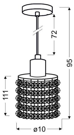 ROYAL LAMPA WISZĄCA 1X40W G9 CHROM+KRYSZTAŁKI CZARNE