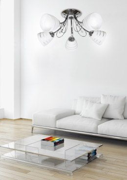 SIMPLI LAMPA WISZĄCA 5*40W E27 CHROM Z KRYSZTAŁKIEM+KLOSZ Z PASKIEM