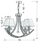 VALENCIA LAMPA WISZĄCA 4X40W E14 PATYNA 70X110