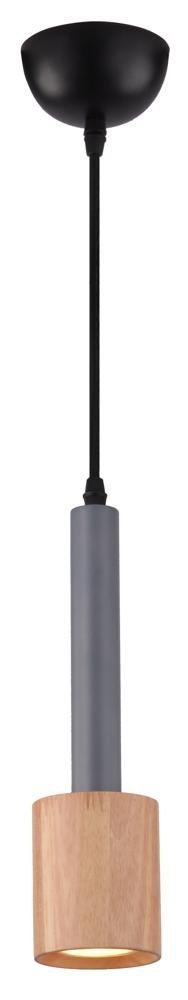 TANTAL LAMPA WISZĄCA 7,5CM 1X50W GU10 SZARY + DREWNO