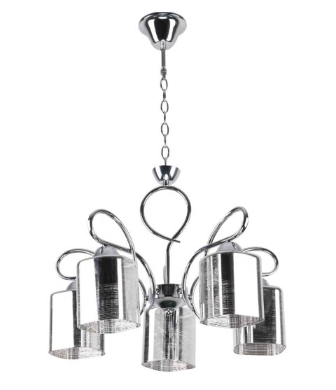 ITALO LAMPA WISZĄCA CHROMOWY 5X40W E27 KLOSZ SREBRNY