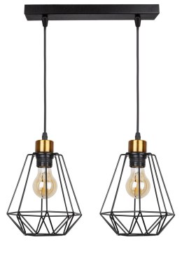 Primo lampa wisząca czarny+złoty 2x60w e27 klosz czarny