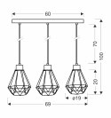 Primo lampa wisząca czarny+złoty 3x60w e27 klosz czarny