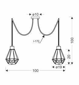 Primo p lampa wisząca czarny+złoty 2x60w e27 klosz czarny