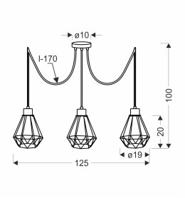 Primo p lampa wisząca czarny+złoty 3x60w e27 klosz czarny