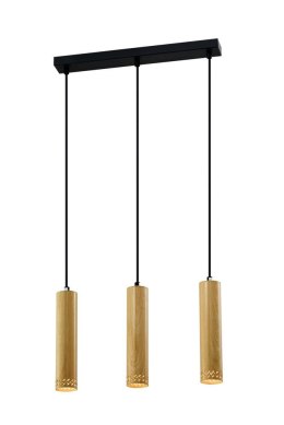 Tubo lampa wisząca czarny 3x25w gu10 klosz 25cm drewniany