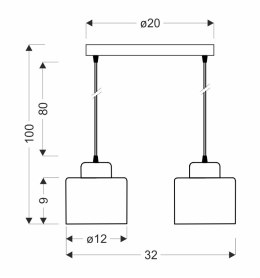 Wama lampa wisząca czarny 2x40w e27 klosz czarny+srebrny