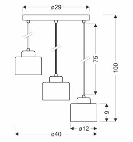 Wama lampa wisząca czarny 3x40w e27 klosz czarny+srebrny