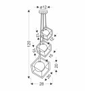 LAMPA WISZACA WEERT 3 CZARNY ZŁOTY 120x20x28