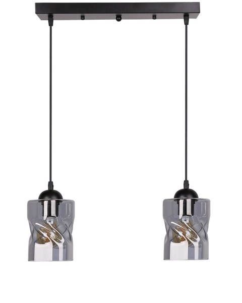 Felis lampa wisząca czarny 2x60w e27 klosz dymiony