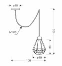 PRIMO P LAMPA WISZĄCA CZARNY+PATYNA 1X60W E27 KLOSZ CZARNY