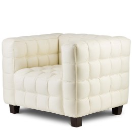 Fotel Salerno Cube Pikowany kremowy w stylu chesterfield Beżowy