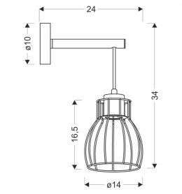 BERNITA LAMPA KINKIET 1X60W E27CZARNY