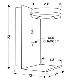 COMPACT LAMPA KINKIET 4W LED BIAŁY + ŁADOWARKA USB