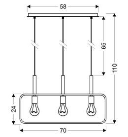 FRAME LAMPA WISZĄCA 3X60W E27 MIĘTOWY