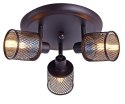 LAMPA SUFITOWA CANABERA PLAFON KAWOWE ZŁOTO 3X40W E14 KLOSZ BURSZTYNOWY