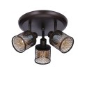 LAMPA SUFITOWA CANABERA PLAFON KAWOWE ZŁOTO 3X40W E14 KLOSZ BURSZTYNOWY