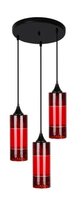 PLAZMA LAMPA WISZĄCA TALERZ 3X60W E27 CZERWONY