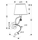 SARIA LAMPA KINKIET 1X6W E14 LED+8W LED CZARNO ZŁOTY APETI