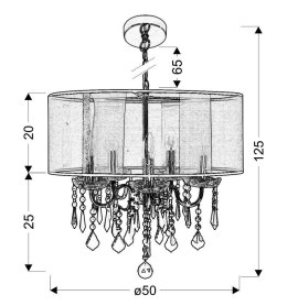 SOTTILE LAMPA WISZĄCA 5X40W E14 CZARNY/CHROMOWY