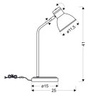 ZUMBA LAMPKA GABINETOWA SZTYCA PROSTA 1X40W E14 BIAŁY+CZARNY