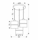 Assam lampa wisząca talerz czarny+złoty 3x60w e27 abażur czarny+złoty pasek