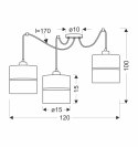 Assam p lampa wisząca czarny+złoty 3x60w e27 abażur czarny+złoty pasek