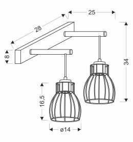 BERNITA LAMPA KINKIET 2X60W E27 CZARNY