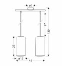 Ballo lampa wisząca czarny 2x60 e27 abażur orzechowy