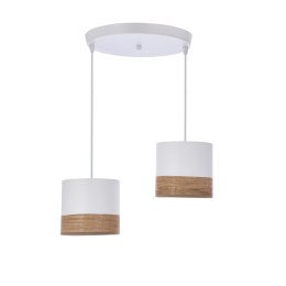 Bianco lampa wisząca biały talerz 2x40w e27 abażur biały+orzechowy