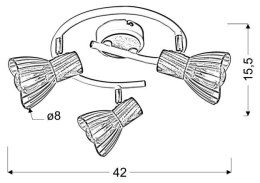 CHILE LAMPA SUFITOWA SPIRALA 3XMAX25W E14 BIAŁY + DREWNO