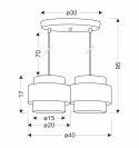 Calmi lampa wisząca biały talerz 2x40w e27 abażur biały+beżowy