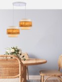 Cork lampa wisząca biały talerz 2x40w e27 abażur biały+beżowy