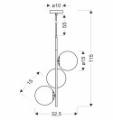 Duo lampa wisząca czarny matowy+złoty 3x15w e14 klosz biały