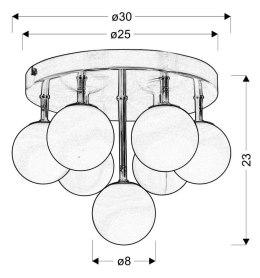 ETIUDA LAMPA SUFITOWA PLAFON 7XG9/40W 230V NIKIEL MAT