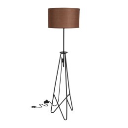 FLOAT LAMPA PODŁOGOWA CZARNA 1X60W E27 ABAŻUR TIMBER CIEMNY