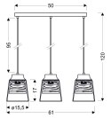 FRESNO LAMPA WISZĄCA CZARNY 3X60W E27 KLOSZ BEZBARWNY